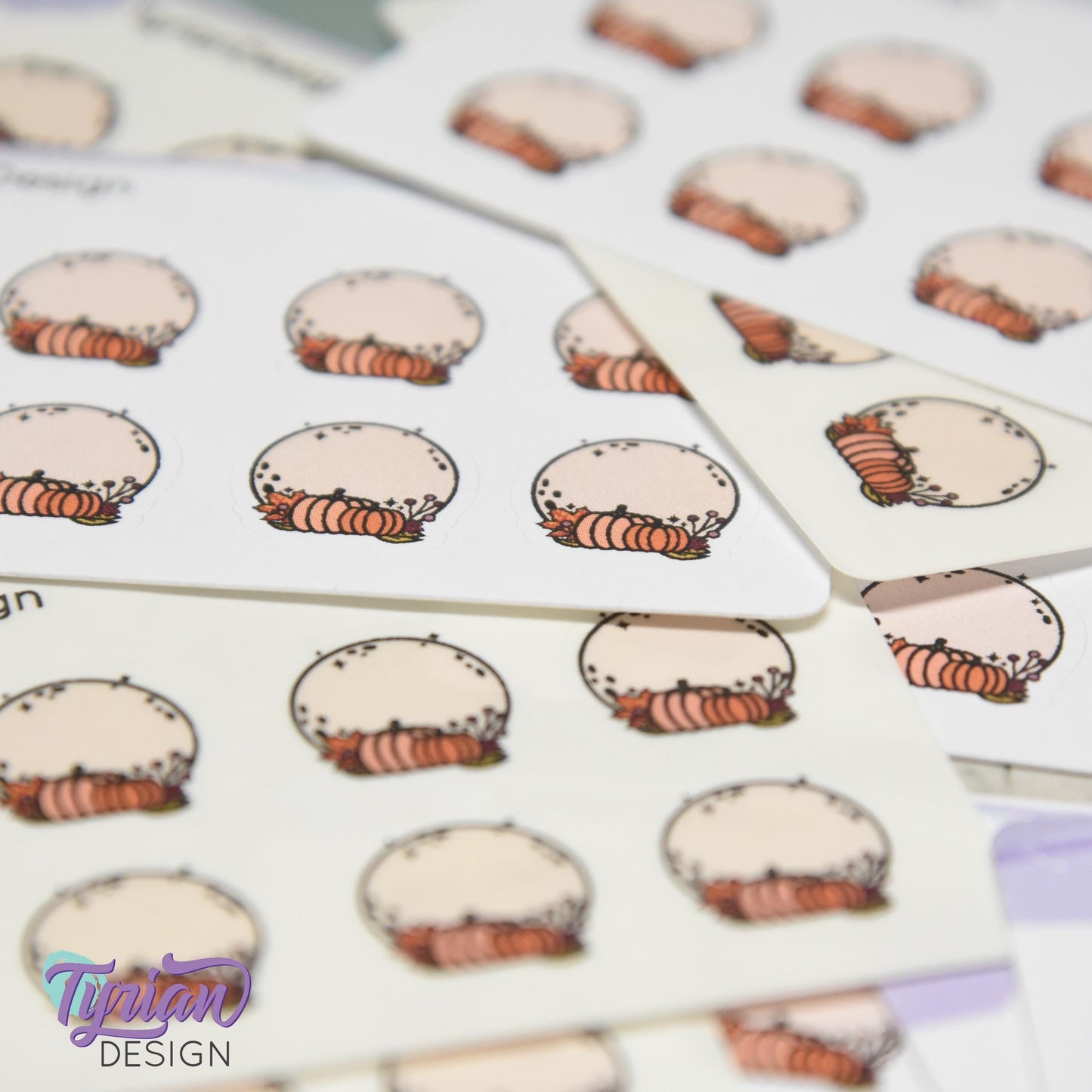 Mini Moon Stickers | Mini Sheet of Pumpkin Moon | 8 Stickers | .66 x .69" each | 3.375" x 2.125" Mini Sheet | White or Clear Matte