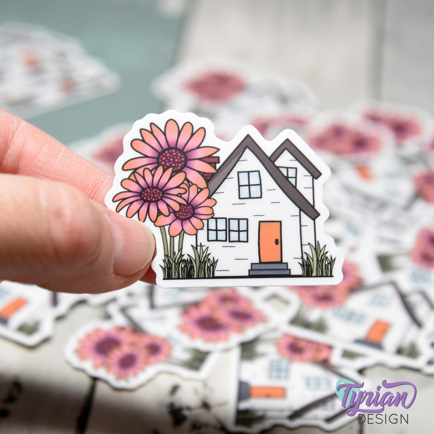 African Daisy House Vinyl Sticker | High quality weather proof vinyl | 2"x 1.5" | House Sticker| Little House sticker | Tumbler Sticker