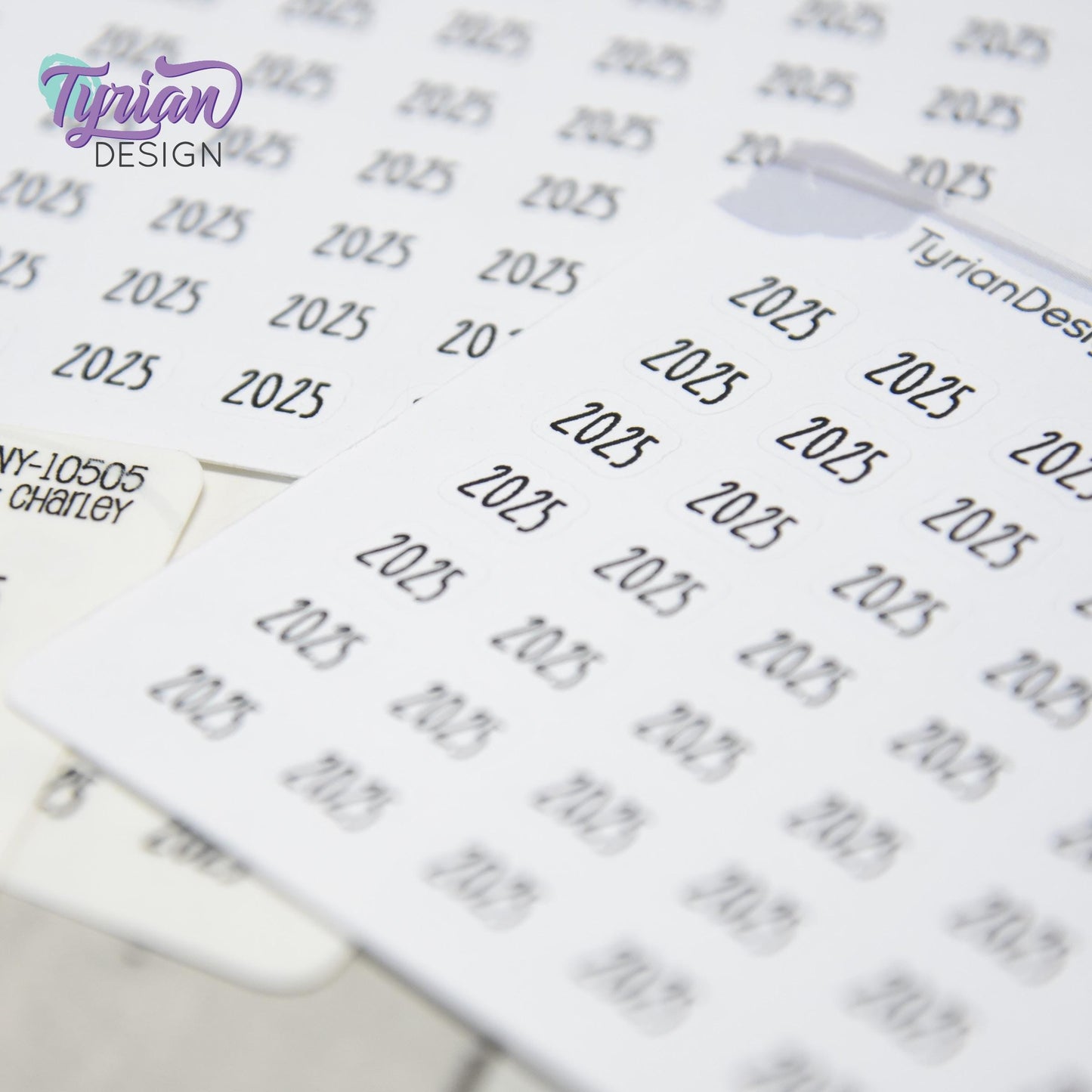 Tiny 2025 Stickers | 42 Stickers | .37 x .27" each sticker | Font: Charley