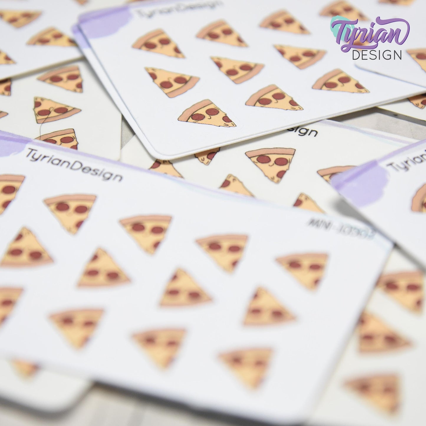 Pizza Stickers | Mini Sheet of Pizza Slice Time | 15 Stickers | .5 x .57" each | 3.375" x 2.125" Mini Sheet | White or Clear Matte