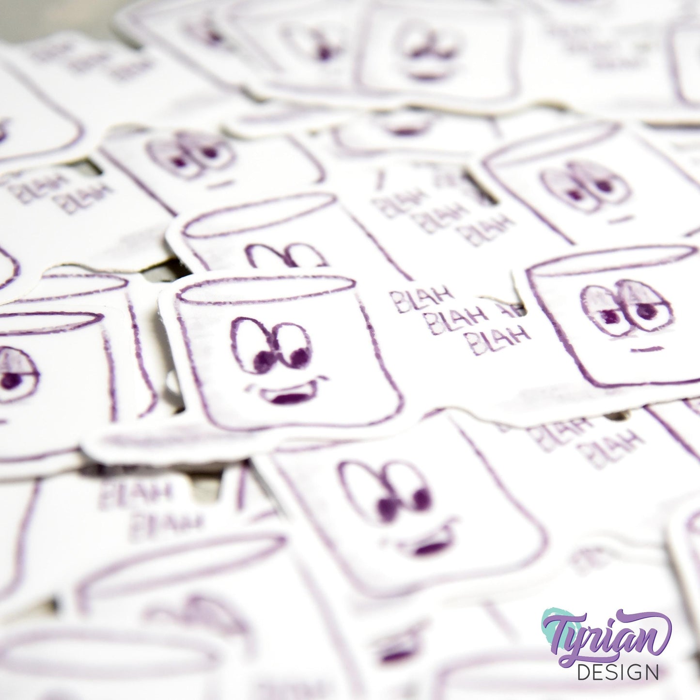 Blah Blah Blah Sticker | Waterproof, Weatherproof & Durable | 3" x 1.3" | Tumbler Sticker | Dishwasher Safe | Sketchy Mellows Sticker