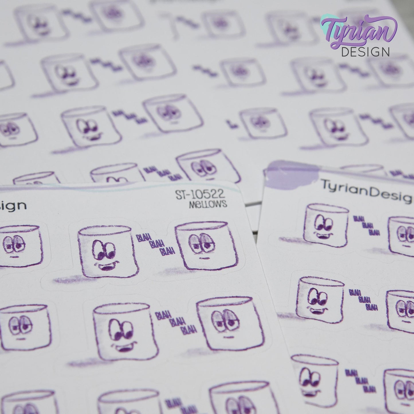 Blah Blah Blah Stickers | Sketchy Mellows | 8 Stickers | 2 sizes