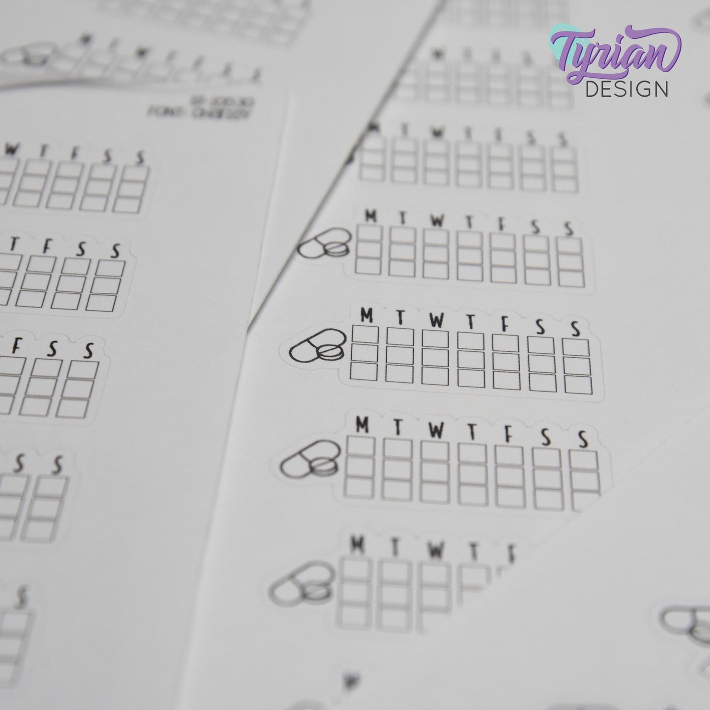 Medicine Tracker Sticker | Weekly Tracker | 1.6" x .7" each | 16 stickers | Font Charley