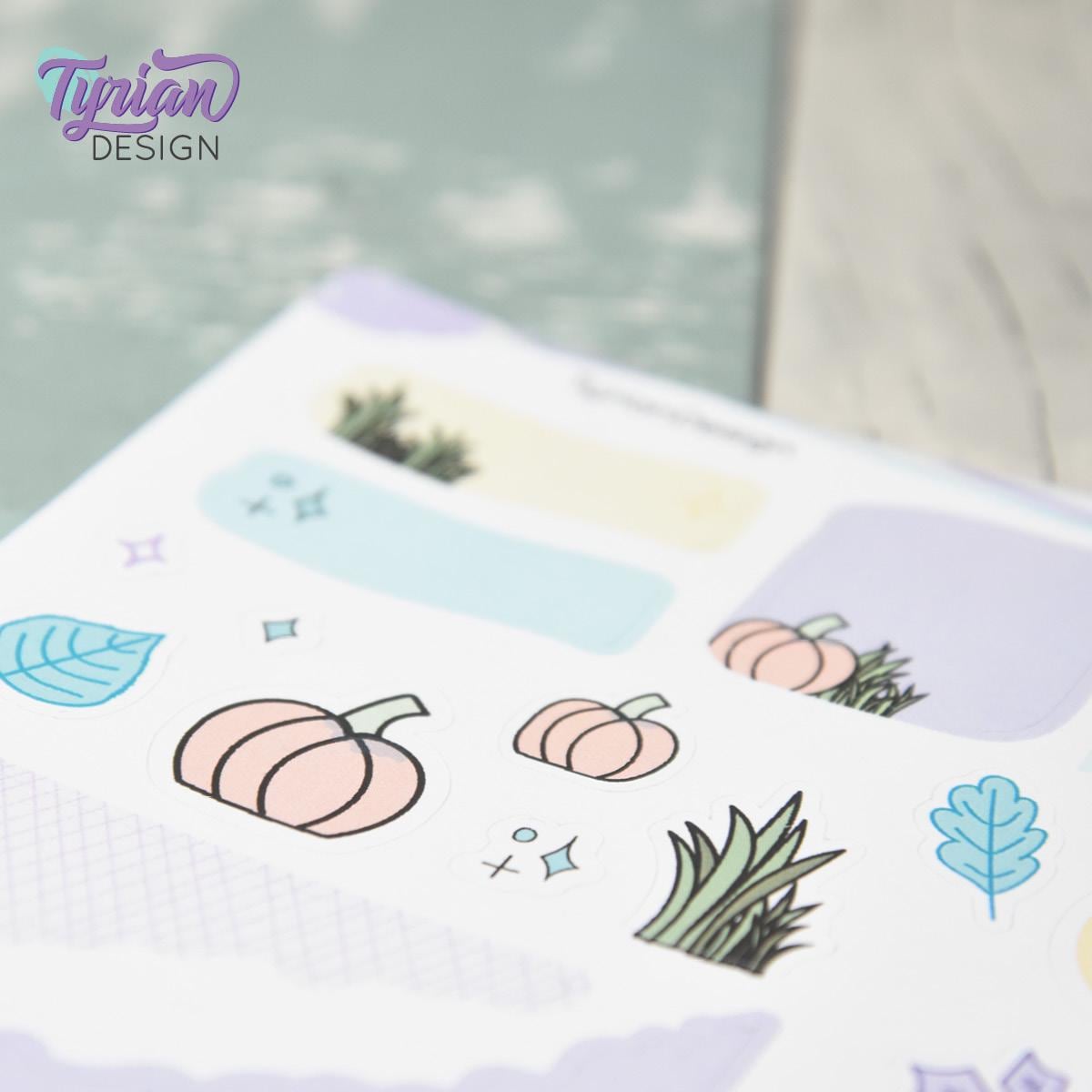 Fall Pumpkin House Journal Stickers | 42 Stickers | 5x7" Sheet
