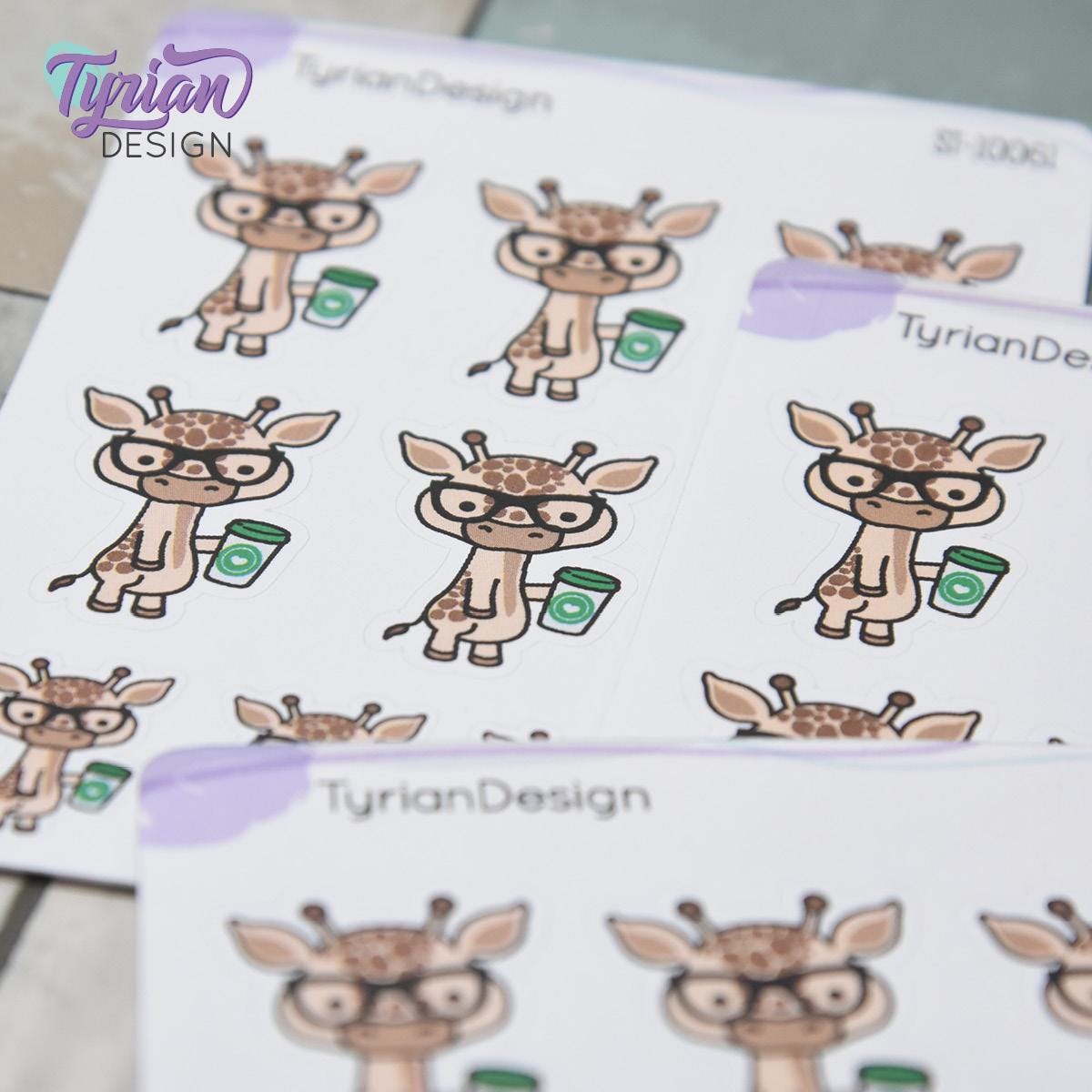 Nerd Giraffe Stickers | Norman| 10 Stickers | Multiple Sizes