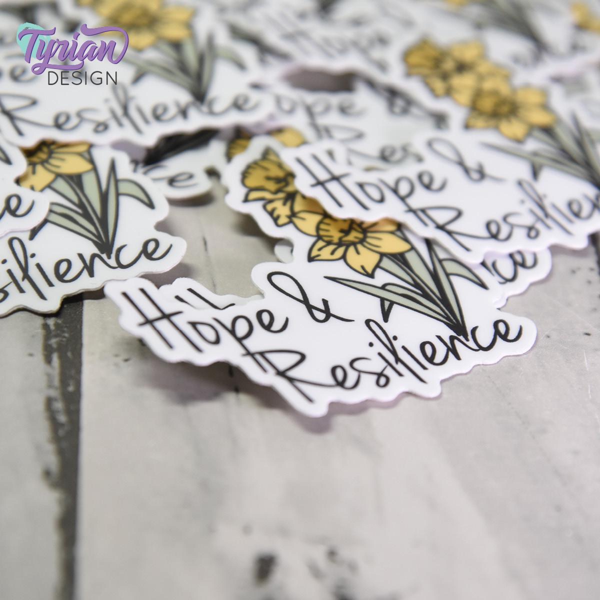 Hope and Resilience Daffodil Vinyl Sticker |Weather Proof vinyl | 2"x 2 | For Tumbler, laptop, journal