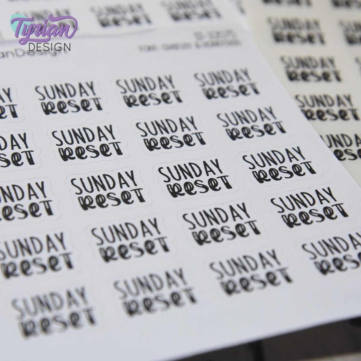 Sunday Reset Stickers | 20 Stickers | .7" x .57" Each | Charley & HoneyBee Fonts