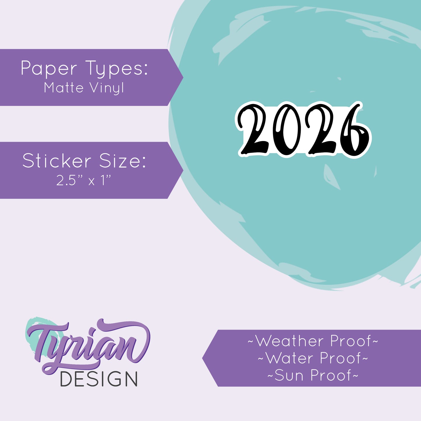 2026 Sticker | 2026 Planner Sticker | Sticker is high quality weather proof vinyl | 2.5 x 1 inch
