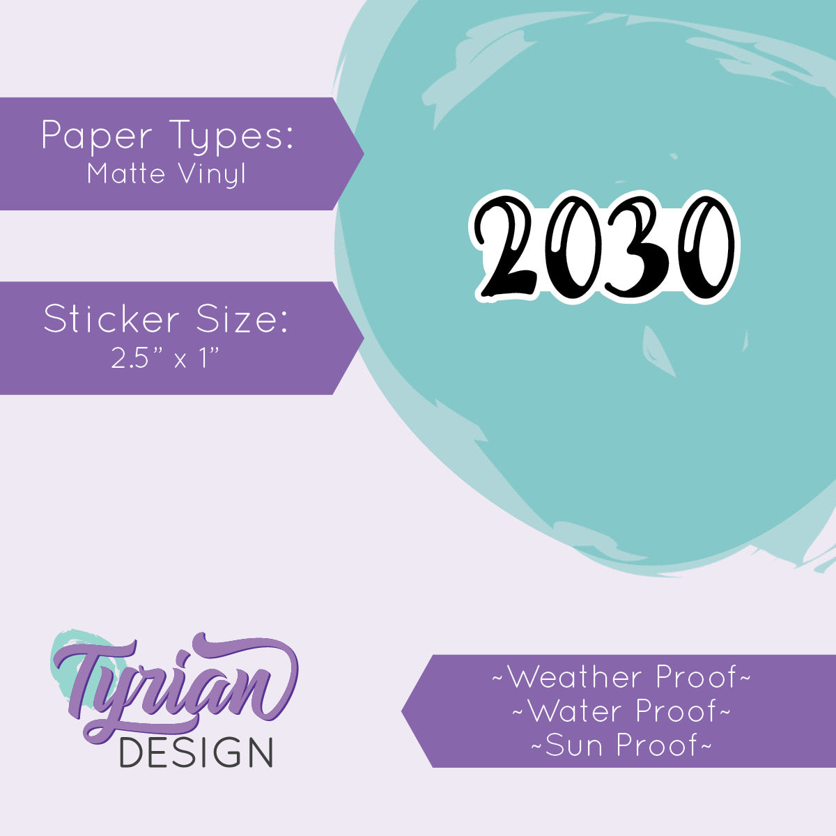 2030 Vinyl Sticker | 2.5 x 1 inch