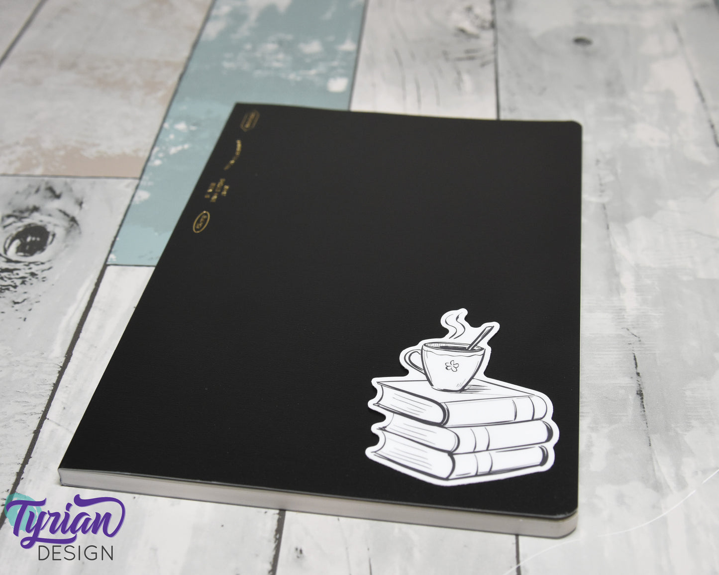 Book Stack with cup Vinyl Sticker | Journal Stack | Coffee or Tea | High quality weather proof vinyl | 2.25x3 inches