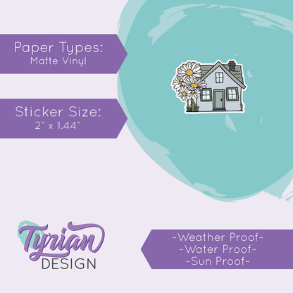 Daisy House Vinyl Sticker | 2"x 1.44"