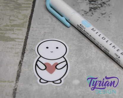 Emoji Love | Emoji character with heart | Weatherproof Vinyl | 2" die cut |  laptop sticker, journal sticker, tumbler sticker | Emo Love