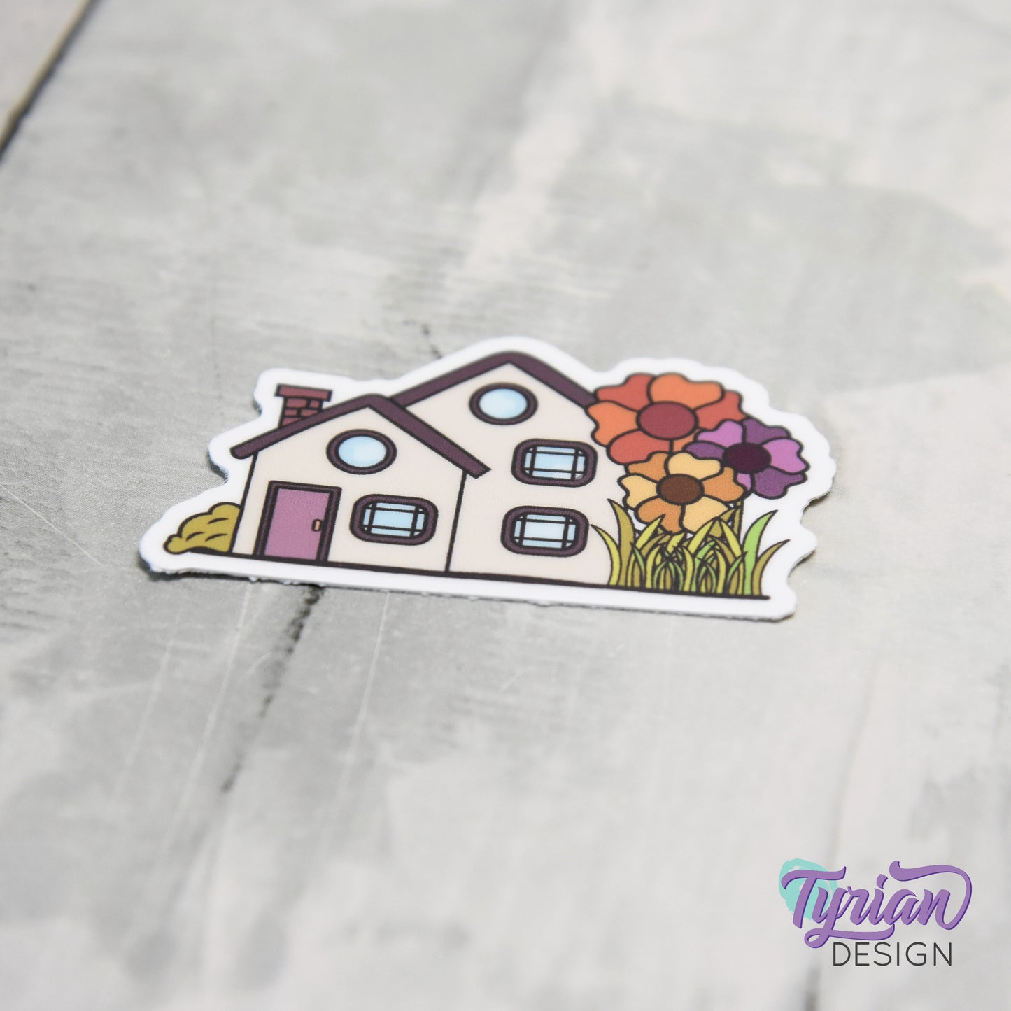 Fall Flower House Vinyl Sticker | High quality weather proof vinyl | 2" x 1.22" | House Sticker| Little House sticker | Tumbler Sticker