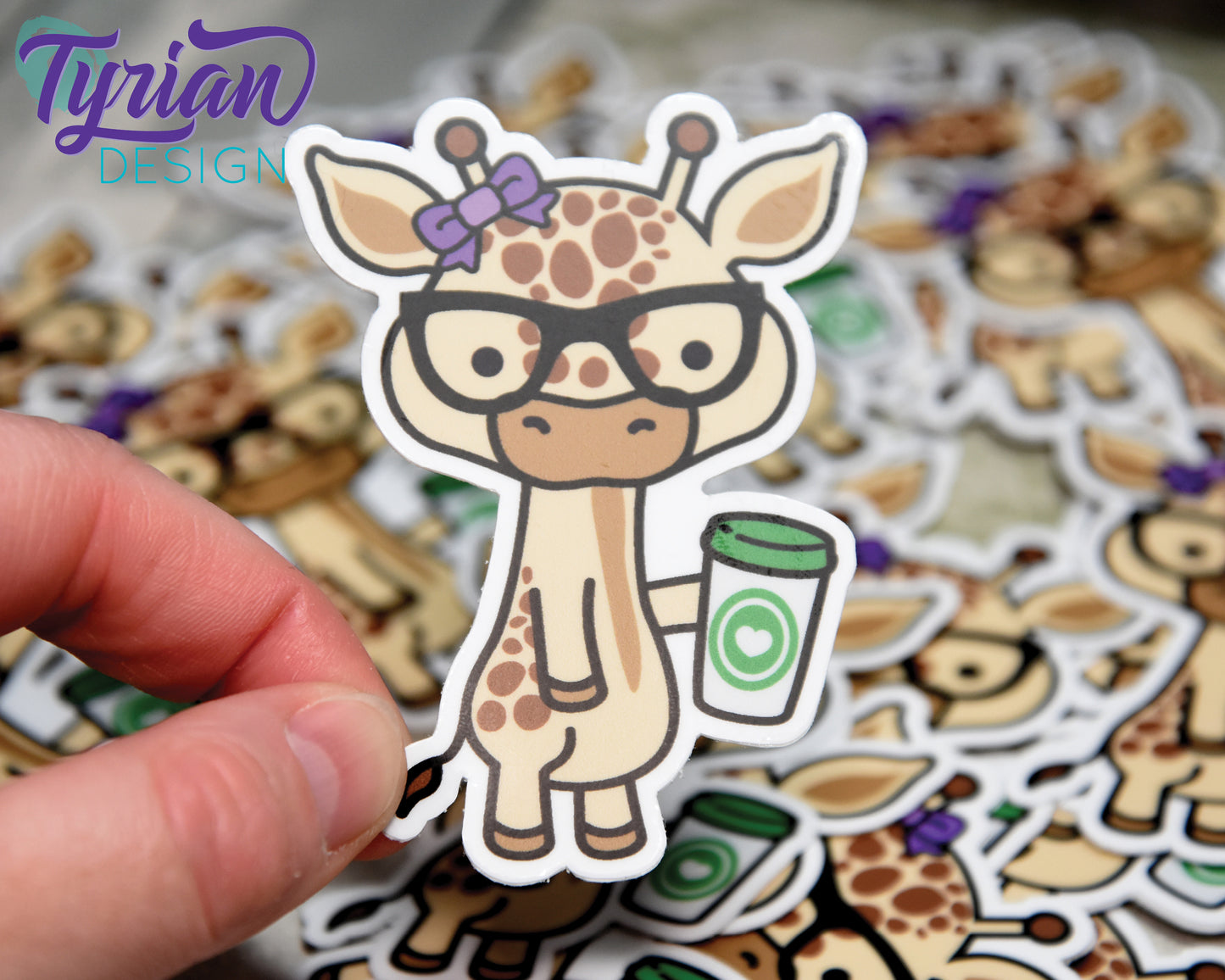 Nerd Giraffe with Coffee Cup Vinyl Sticker | Norma Sticker | Weatherproof Vinyl |  2.25x3" die cut |  laptop sticker, journal sticker, tumbler sticker