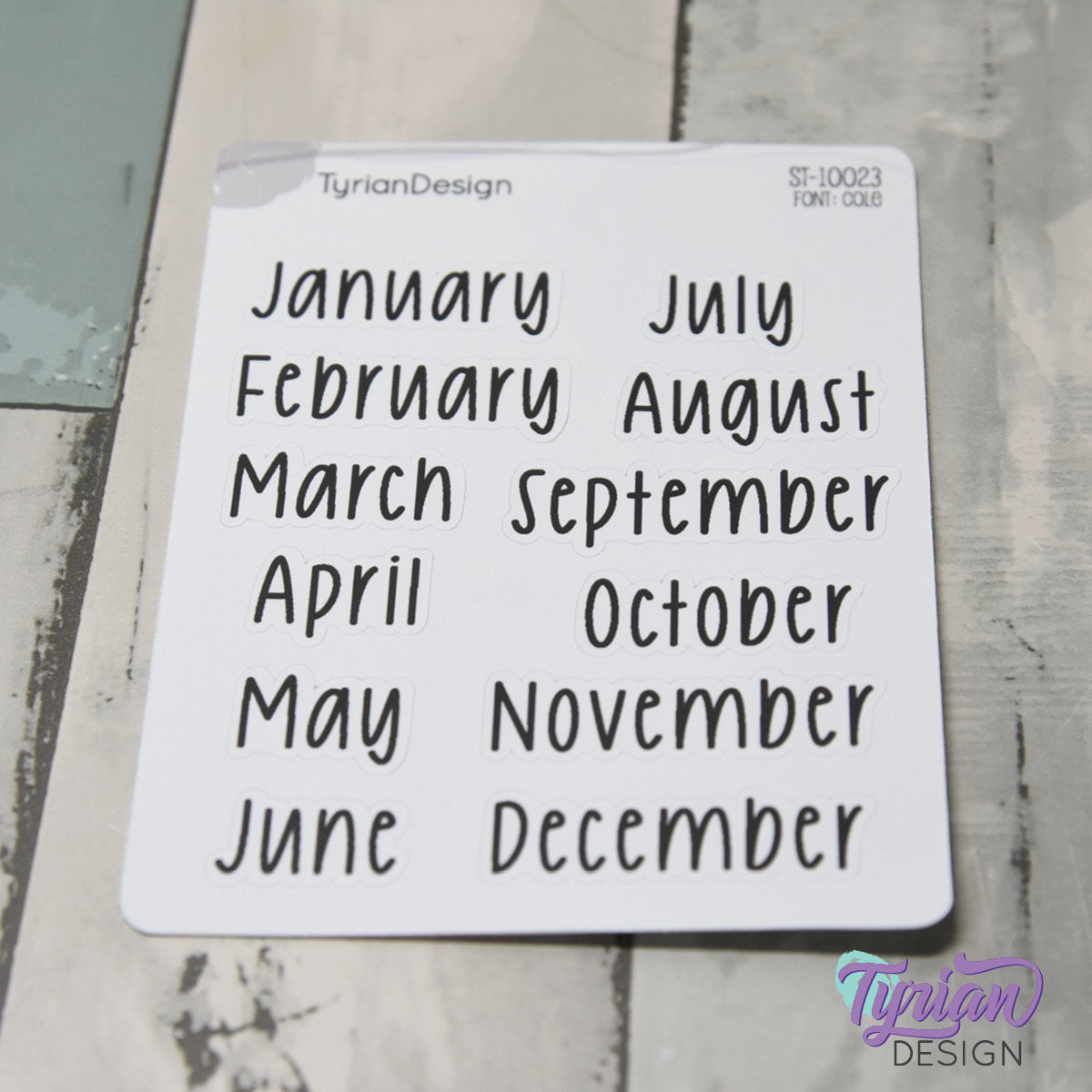 January - December Monthly  | 12 Stickers | Cole Font | 1.56" H