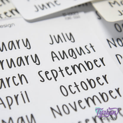 January - December Monthly  | 12 Stickers | Cole Font | 1.56" H