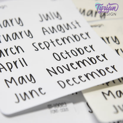 January - December Monthly  | 12 Stickers | Cole Font | 1.56" H