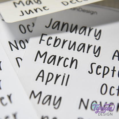 January - December Monthly  | 12 Stickers | Cole Font | 1.56" H