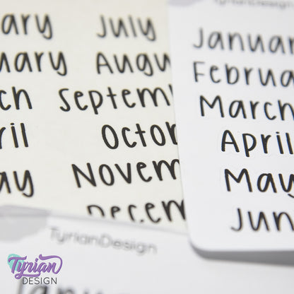 January - December Monthly  | 12 Stickers | Cole Font | 1.56" H
