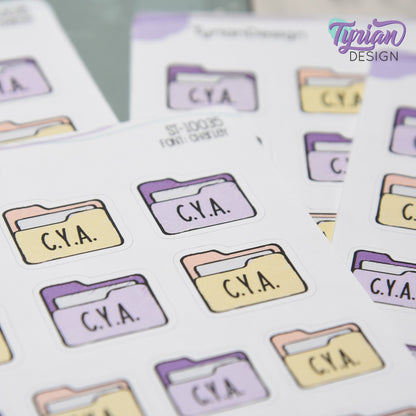 Cover Your Ass Stickers | CYA Files | 14 Stickers | Multiple Sizes