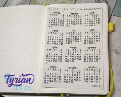 Small Monthly Stickers (Sunday Start) January - December 2025, 2026, 2027, 2028, 2029, 2030