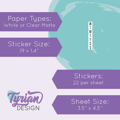 Habit Tracking Vertical Stickers | 22 Stickers | Emm Font