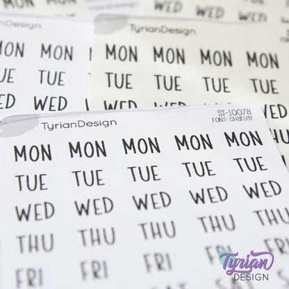 Days of the week Abbreviated Stickers | 35 Stickers | .5 x .45" Each