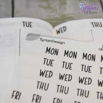 Days of the week Abbreviated Stickers | 35 Stickers | .5 x .45" Each