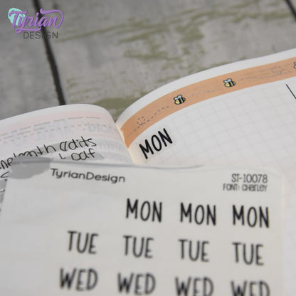 Days of the week Abbreviated Stickers | 35 Stickers | .5 x .45" Each