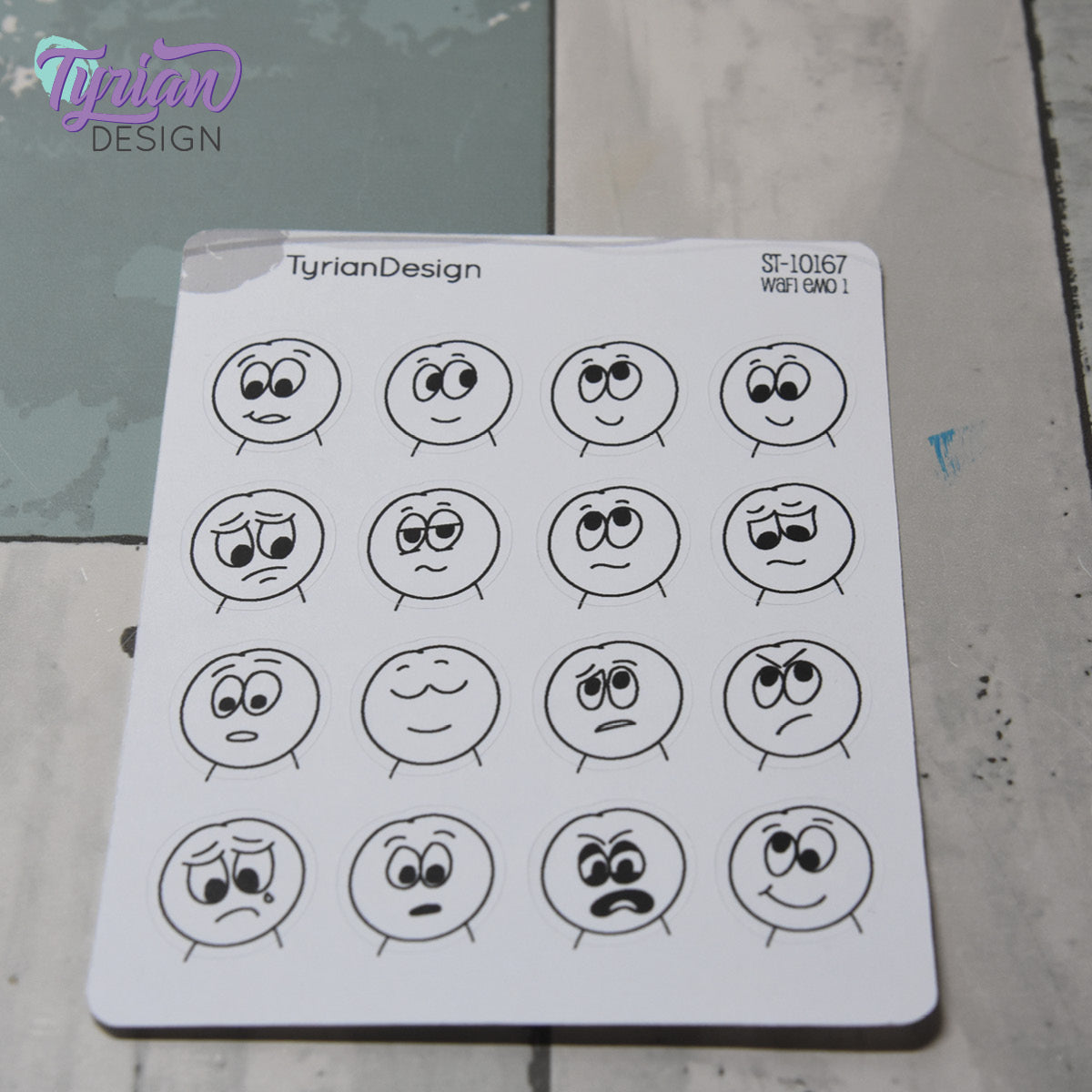 WAFI Emo Stickers (Pack 1) | Variety of Emotions | 16 Stickers | .72 x .78" each