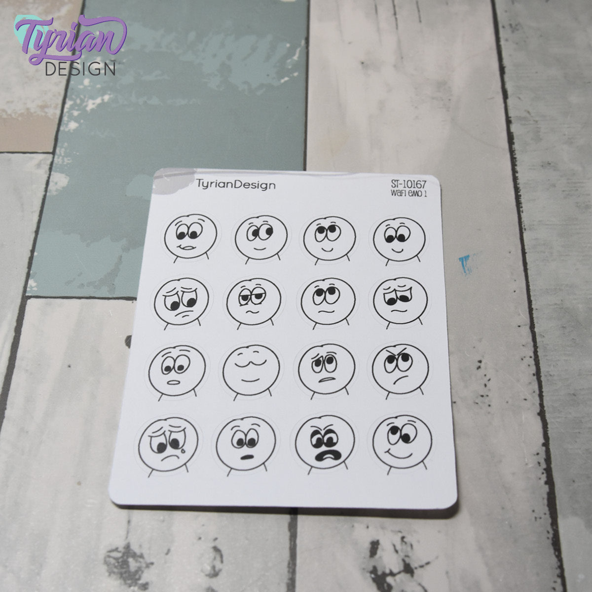 WAFI Emo Stickers (Pack 1) | Variety of Emotions | 16 Stickers | .72 x .78" each