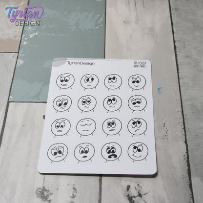 WAFI Emo Stickers (Pack 1) | Variety of Emotions | 16 Stickers | .72 x .78" each