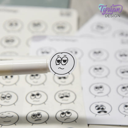 WAFI Emo Stickers (Pack 1) | Variety of Emotions | 16 Stickers | .72 x .78" each