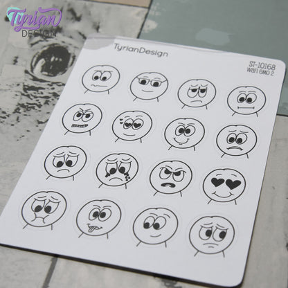 WAFI Emo Stickers (Pack 2) | Variety of Emotions | 16 Stickers | .72 x .78" each