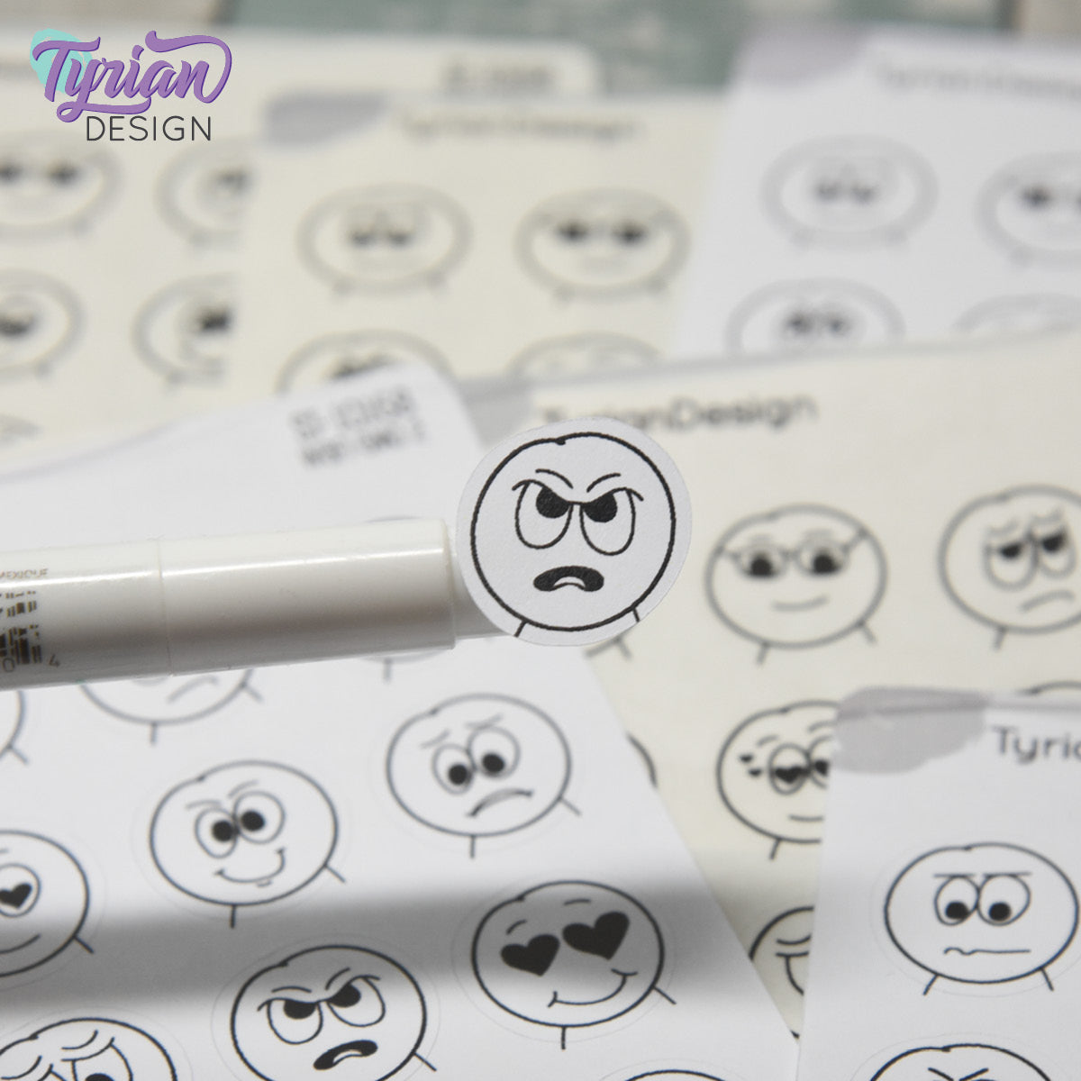 WAFI Emo Stickers (Pack 2) | Variety of Emotions | 16 Stickers | .72 x .78" each