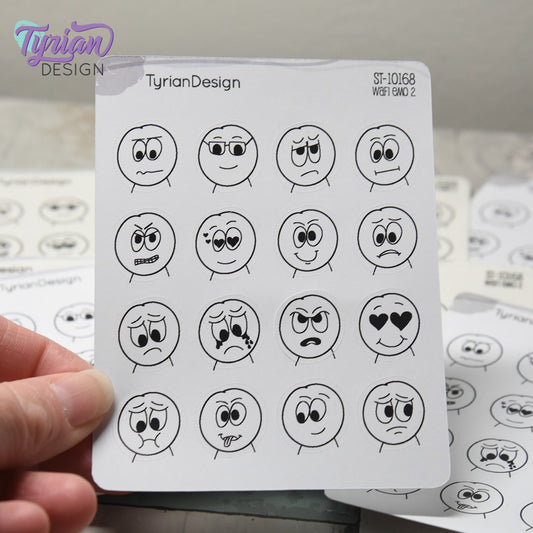 WAFI Emo Stickers (Pack 2) | Variety of Emotions | 16 Stickers | .72 x .78" each