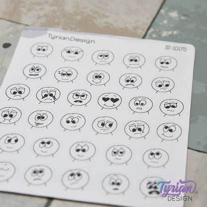 Small WAFI Emo Stickers | Variety of Emotions | 32 Stickers | .5 x .54" each