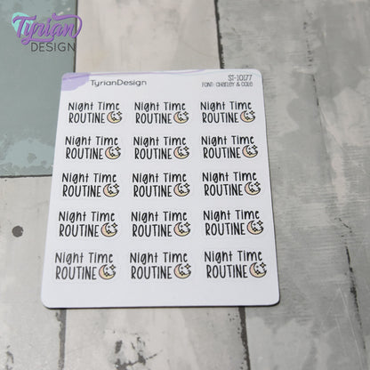 Night Time Routine Stickers | 15 Stickers per sheet | 1 x .57" Each
