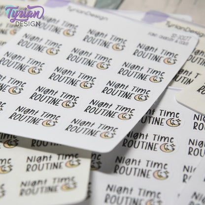 Night Time Routine Stickers | 15 Stickers per sheet | 1 x .57" Each