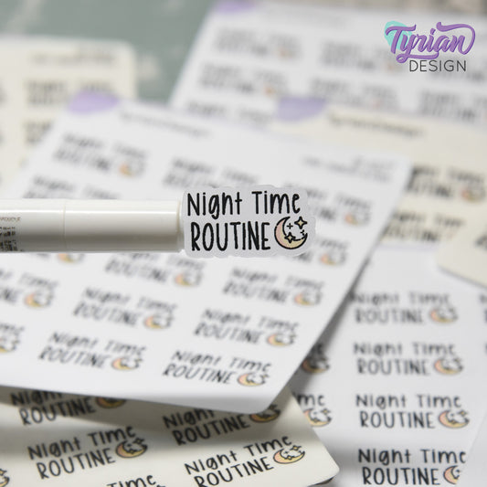 Night Time Routine Stickers | 15 Stickers per sheet | 1 x .57" Each