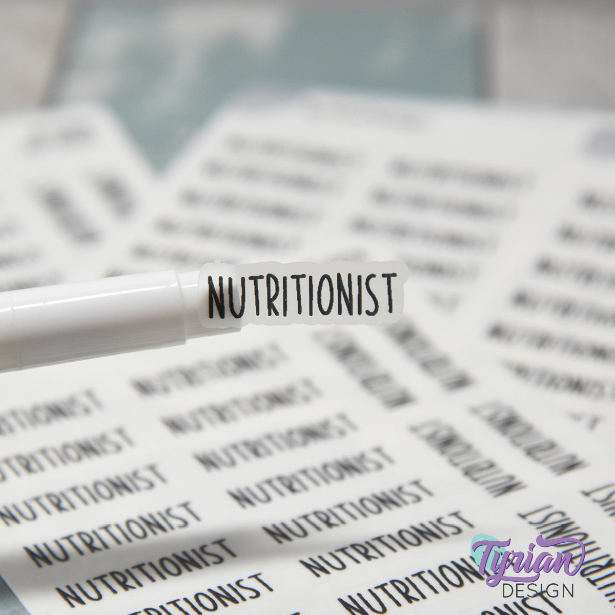 Nutritionist Stickers |  1.1" x .35" each | 22 Stickers | Charley Font
