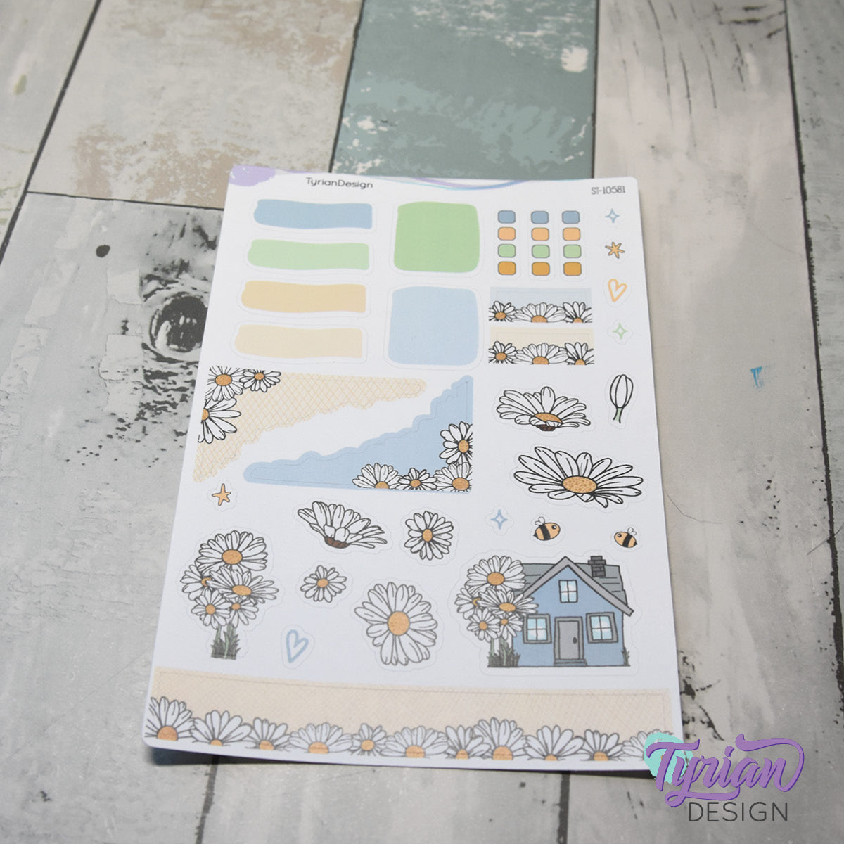 Daisy Flower House Journal Stickers | 32 Stickers