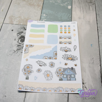 Daisy Flower House Journal Stickers | 32 Stickers