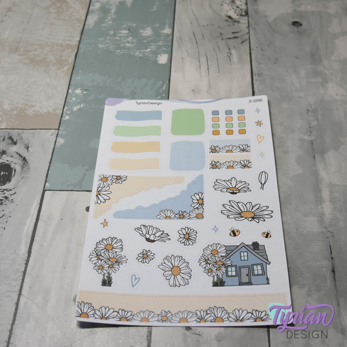 Daisy Flower House Journal Stickers | 32 Stickers