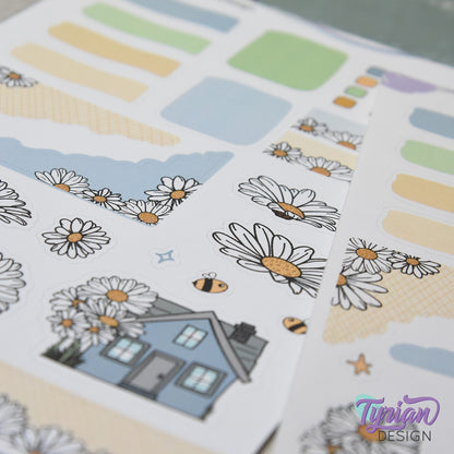 Daisy Flower House Journal Stickers | 32 Stickers