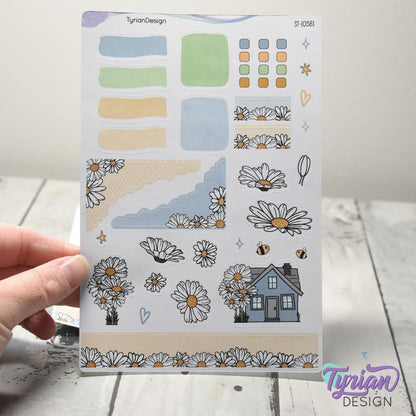 Daisy Flower House Journal Stickers | 32 Stickers