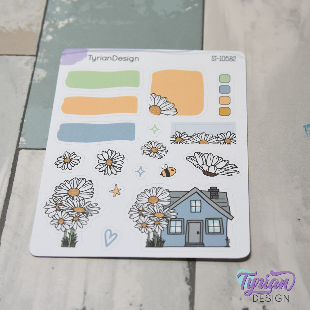 Daisy Blue House Journal Stickers | 17 Stickers