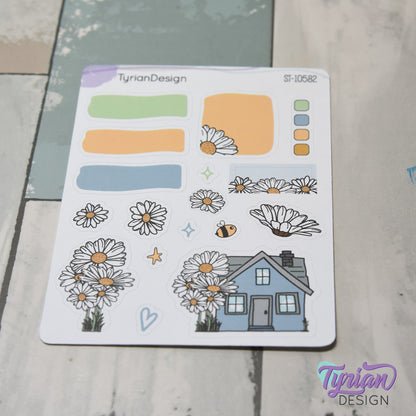 Daisy Blue House Journal Stickers | 17 Stickers