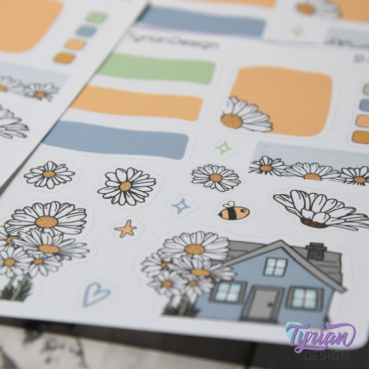 Daisy Blue House Journal Stickers | 17 Stickers