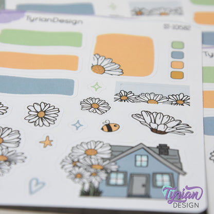 Daisy Blue House Journal Stickers | 17 Stickers